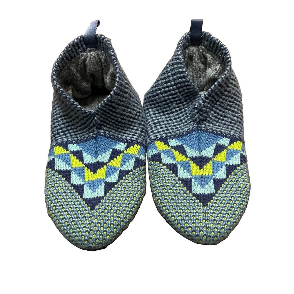Bombas Home Slipper Socks Women's M 8-10.5 Patchwork Geometric Lined Non-Slip